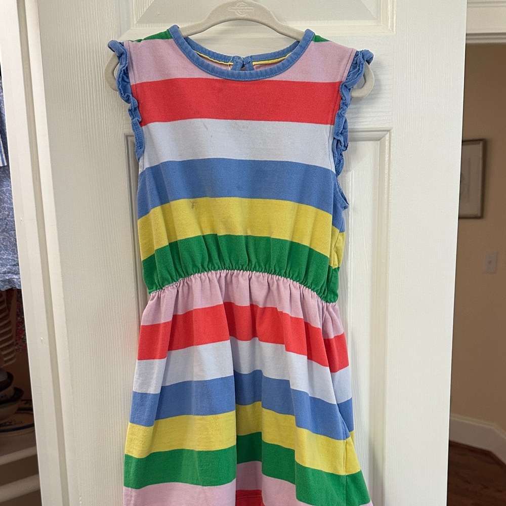 Mini Boden Rainbow Striped Kids Dress
